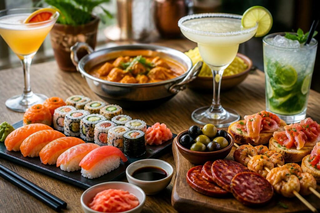 découvrez comment marier parfaitement vos cocktails avec des plats du monde : sushis, tapas, curry et bien plus pour une expérience culinaire unique.