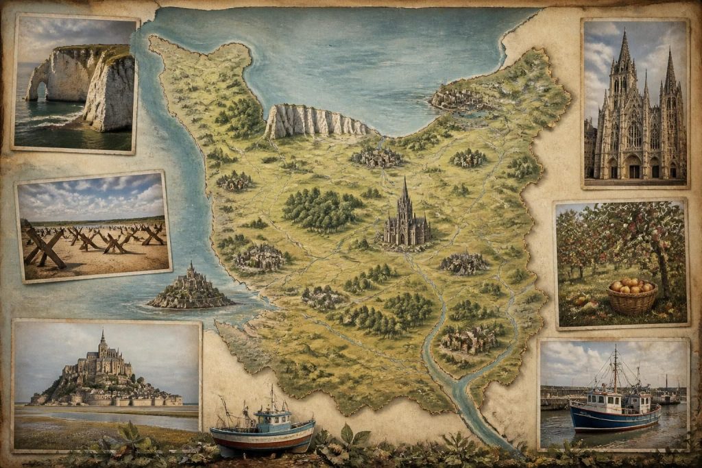 découvrez la carte de normandie pour explorer les lieux incontournables de cette magnifique région riche en histoire, culture et paysages pittoresques.
