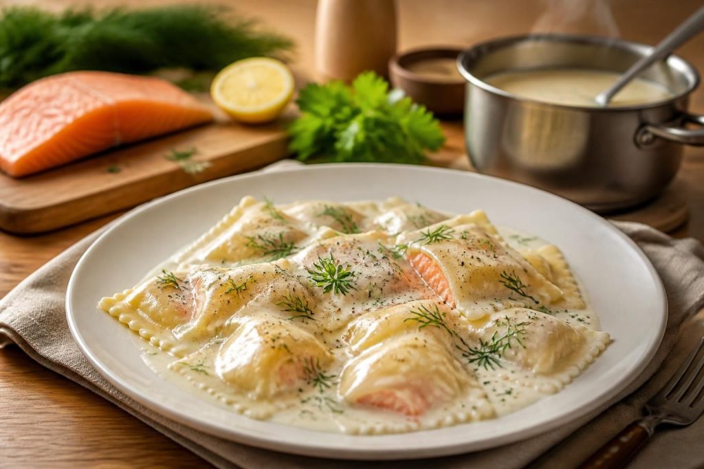 découvrez notre recette gourmande et facile à préparer de ravioles au saumon et crème, un plat savoureux qui ravira vos papilles en toute simplicité.