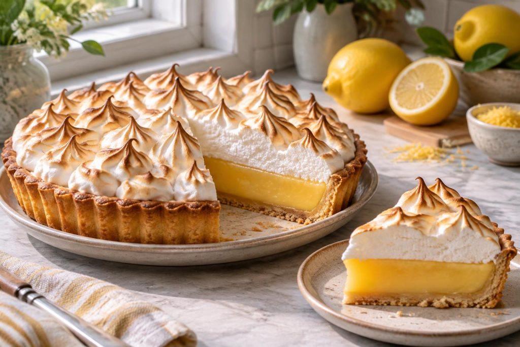 découvrez une recette gourmande de tarte au citron meringuée maison : une pâte croustillante, une crème acidulée et une meringue légère et dorée.