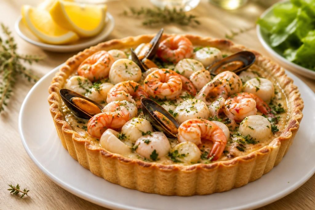 découvrez notre recette de tarte de fruit de mer, fraîche et gourmande, parfaite pour les amateurs de saveurs marines.