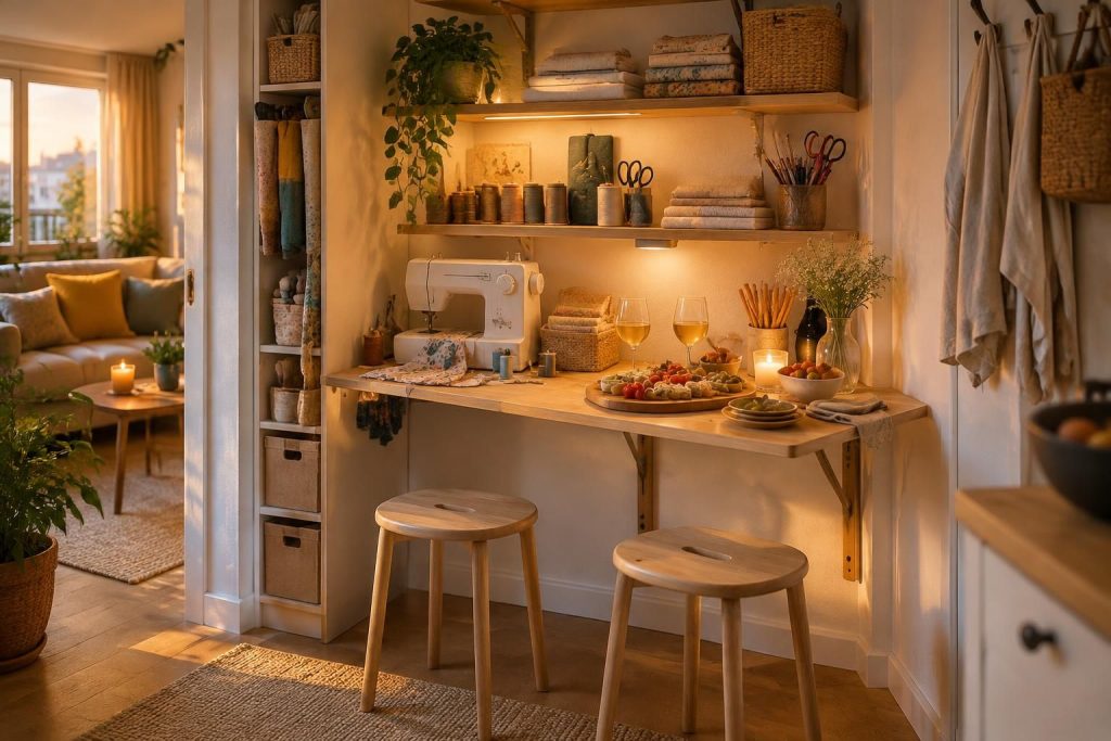 découvrez des astuces pour aménager un coin couture dans un petit espace et le transformer en coin apéro convivial, pratique et chaleureux.